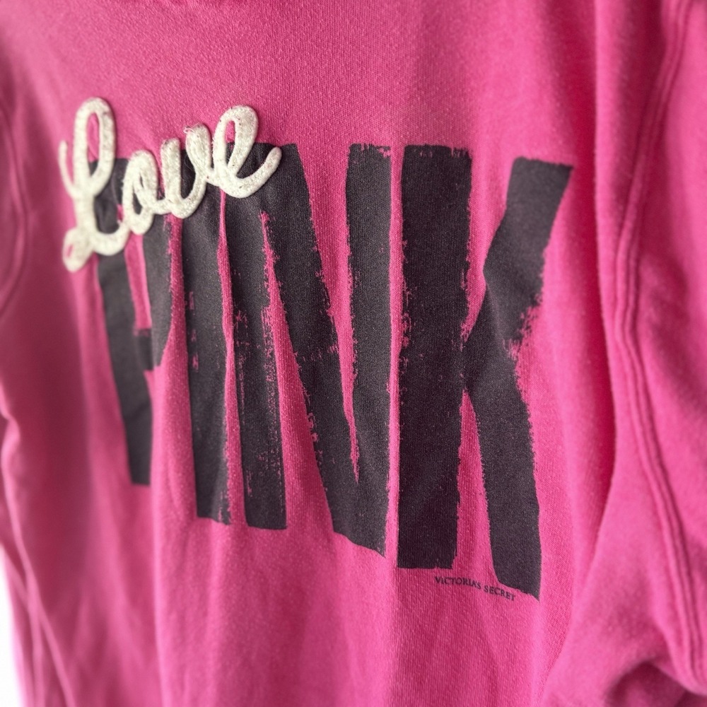 Vintage Y2K Victoria's Secret Love PINK Pullover Hoodie Dog Logo Dark Pink Lg - Picture 1 of 10